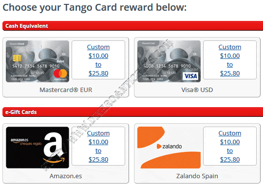 Opciones de pago en Tango Card