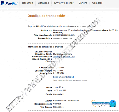 Getpaid paga por Paypal